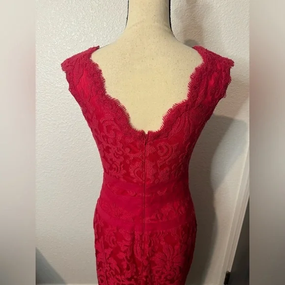 Tadashi Shoji (SALE) Red embroidered lace banded sheath dress in size 4 - Picture 8 of 9